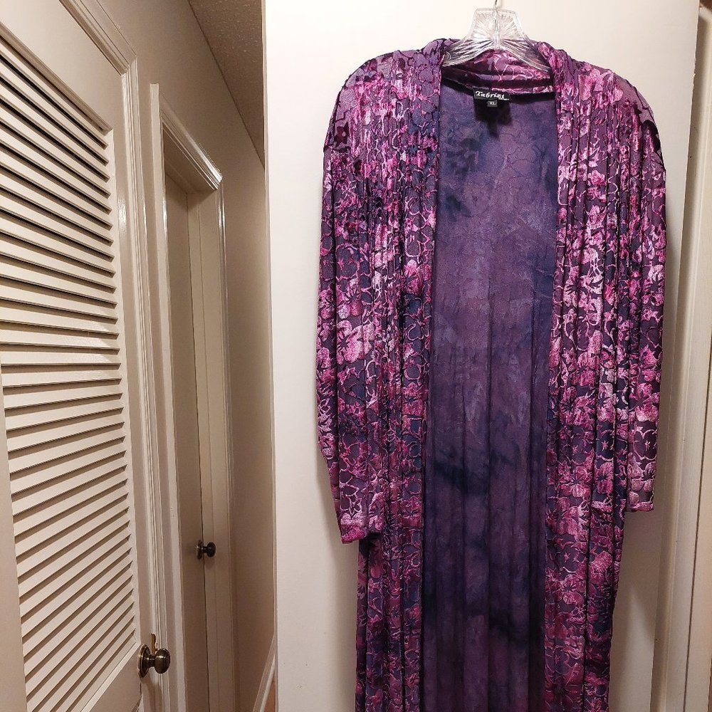 NWOT burnout velvet purple duster